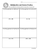 Multiplication and Division with Decimals Practice Worksheet