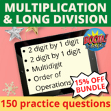 Multiplication and Long Division Boom Cards Distance Learn