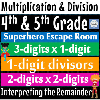 Preview of Multiplication and Long Division Math Escape Room Activity 4th 5th Grade