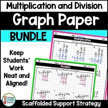 Preview of Long Division and Multiplication Practice on Graph Paper Intervention Worksheets