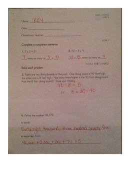 Multiplication and Place Value - 4.NBT.1, 4.NBT.2, 4.OA.1, 4.OA.2