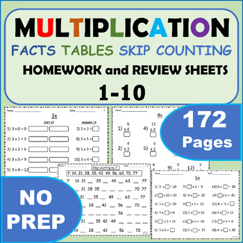 Preview of Multiplication Facts tables Skip Counting Homework and worksheets