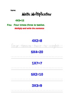 Preview of Multiplication and its Sentence (Worksheet)