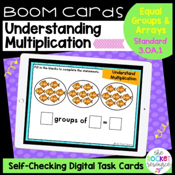 Preview of Multiplication as Arrays and Equal Groups BOOM™ Cards 3.OA.1