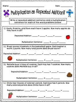 Multiplication as Repeated Addition by JamieP123 | TpT