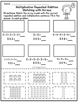 multiplication as repeated addition arrays worksheets by the froggy factory