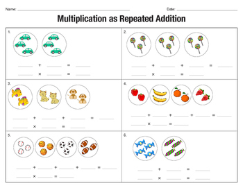 Preview of Multiplication as Repeated Addition Worksheet