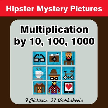 Multiplication by 10, 100, 1000 - Color-By-Number Math Mystery Pictures
