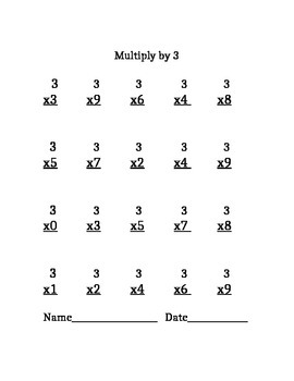 Preview of Multiplication by 2s, 3s,4s, 5s, 6s, 7s, 8s, 9s packet - general and special ed