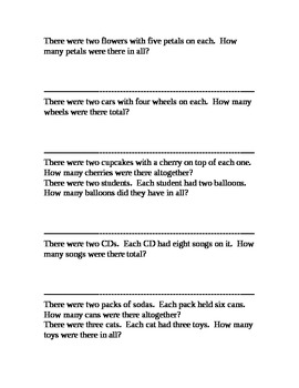 Preview of Multiplication by 2s Word Problem Sort and Center