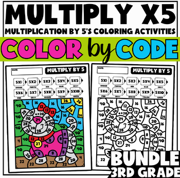 Preview of Multiplication by 5’s | Coloring Activities + Task Cards