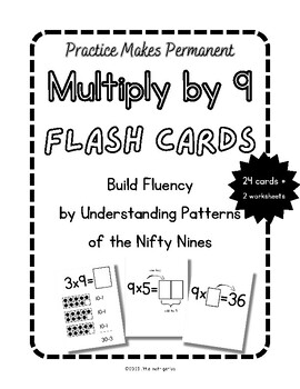 Preview of Multiply by 9 Fact Family Flash Cards Patterns of Nines