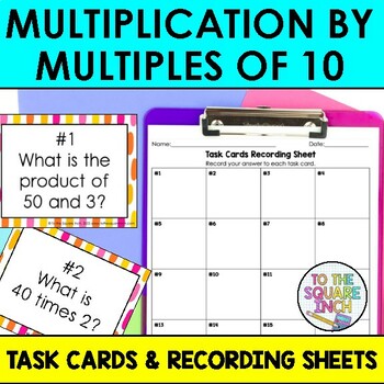 Preview of Multiplication by Multiples of 10 Task Cards | Math Center Practice Activity