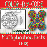 Multiplication color by number winter theme facts 1-10