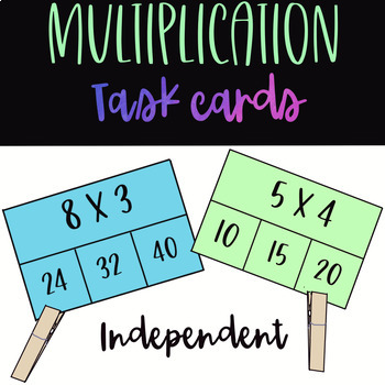 Preview of Multiplication fact fluency practice clip cards independent station intervention