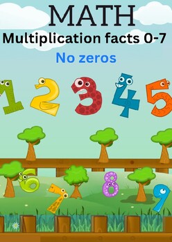Preview of Multiplication facts 0-7 No zeros