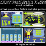 Multiplication facts, arrays, properties, multiples, facto