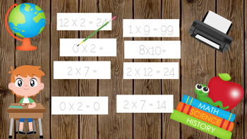 Multiplication facts, tracing flash Card handwriting math activity Special  needs