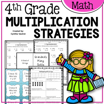 Preview of Multiplication Strategies: Activities, Worksheet, and Games 4th Grade