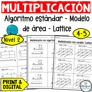 Preview of Multiplicación - Modelo de area - Algoritmo estándar - Lattice - Multiplication