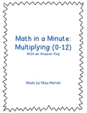 Math in a Minute: Multiplication (0-12) - Pack #1