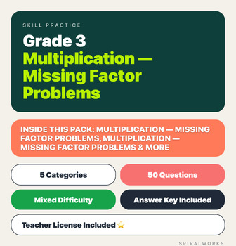 Preview of Multiplication missing factor problems missing factor 23 - Multiplication Worksh