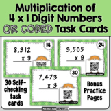 Multiplication of 4 x 1 Digit Numbers Task Cards with Self