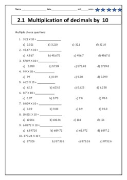 Preview of Math-Multiplication of Decimals by 10  - 2.1 (kindly rate)