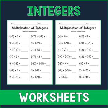 Preview of Multiplication of Integers - Multiplying Positive and Negative Numbers - No Prep