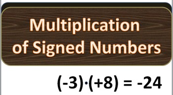 Preview of Multiplication of Signed Numbers PowerPoint Presentation Flashcards