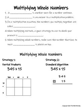 multiplication of whole numbers by the math monkey tpt