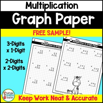 multi digit multiplication on graph paper free set by caffeine queen teacher