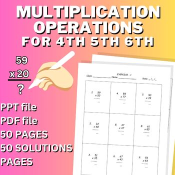 Preview of Multiplication operations for 4th 5th 6th grade