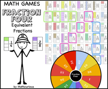 Preview of Equivalent Fractions games visual print digital