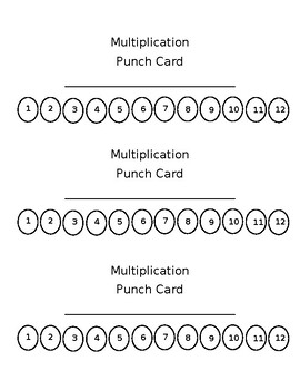 Preview of Multiplication punch card