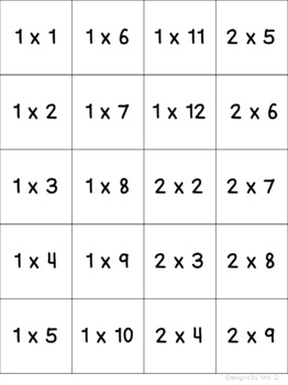 Multiplication through 6 x 12 BINGO Boards - 25 unique boards and call ...