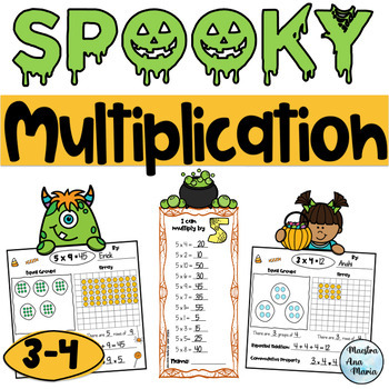 Preview of Multiplication with Equal Groups and Arrays - Commutative Property - Halloween