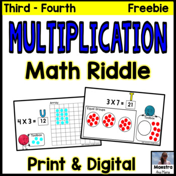Preview of Multiplication with Equal Groups and  Arrays Worksheets - Math Riddles