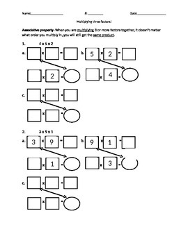 Preview of Multiplication with Three Factors - Associative Property