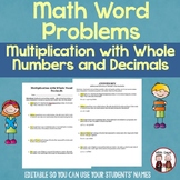 Multiplication with Whole Numbers and Decimals Editable Wo