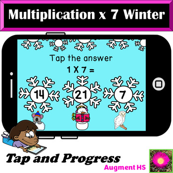 Preview of Multiplication x 7 Winter Maths Boom CardsTM