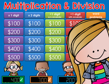 Preview of Multiplication/Division Jeopardy Style Game Show - 4th Gr - GC Distance Learning