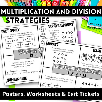 Preview of Multiplication and Division Strategies Charts, Worksheets and Homework
