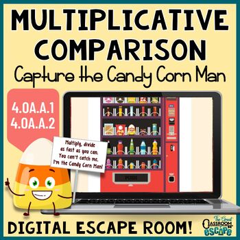 Preview of Multiplicative Comparison Activity 4th Grade Math Halloween Digital Escape Room