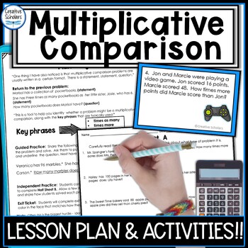 Preview of Multiplicative Comparison Lesson Plan and Activities Print and Digital TpT Easel