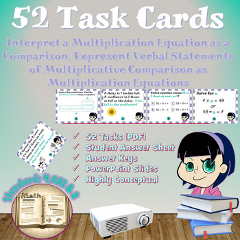 Preview of Multiplicative Comparison:  Math Task Cards - 4.OA.1 & 4.OA.2