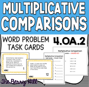 Preview of Multiplicative Comparison Task Cards -  4.OA.2