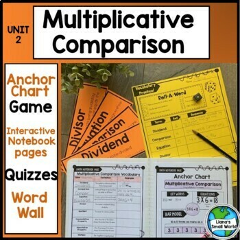 Preview of 4th Grade Multiplicative Comparisons Vocabulary Anchor Charts pack