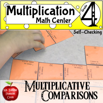 Preview of Multiplicative Comparison Math Center Self Checking Activity Distance Learning