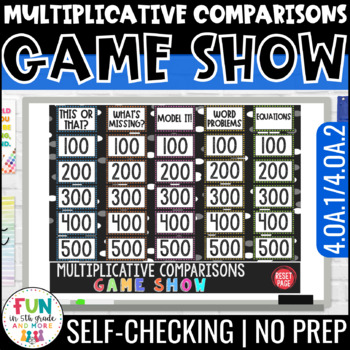 Preview of Multiplicative Comparisons Game Show 4.OA.1 - 4.OA.2 Math Review Game